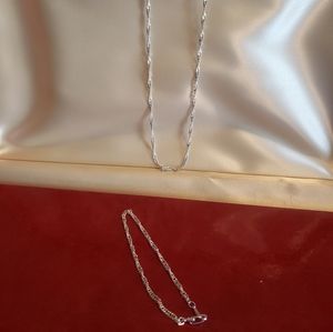 Silver Necklace and Matching Bracelet